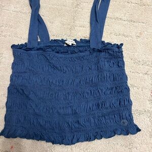 American Eagle Outfitters Blue Ruffle Top